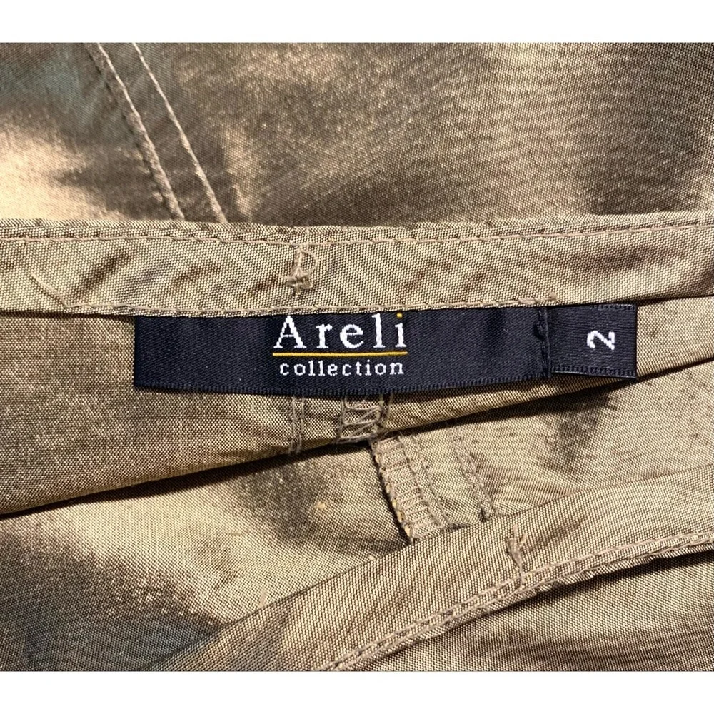 Areli Ballin's Gold Silk Taffeta Skirt Sz 2 - Picture 6 of 11